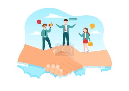 Photo for Conflict Resolution and Management Vector Illustration with Two Society Groups Different Opinions and Disagreement in Landing Page Hand Drawn - Royalty Free Image