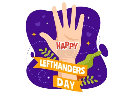 Illustration for Happy LeftHanders Day Celebration Vector Illustration with Raise Awareness of Pride in Being Left Handed in Flat Cartoon Hand Drawn Templates - Royalty Free Image