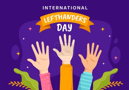 Illustration for Happy LeftHanders Day Celebration Vector Illustration with Raise Awareness of Pride in Being Left Handed in Flat Cartoon Hand Drawn Templates - Royalty Free Image