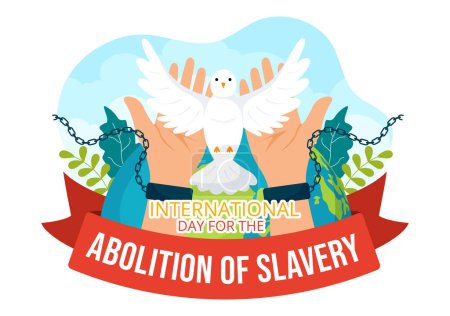 Ilustración de Día Internacional de la Memoria de la Trata de Esclavos y su Abolición Ilustración Vectorial el 23 de agosto con Esposas y Paloma Pájaro en Plantillas - Imagen libre de derechos