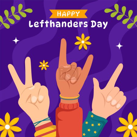 Illustration for Happy Left Handers Day Social Media Illustration Flat Cartoon Hand Drawn Templates Background - Royalty Free Image