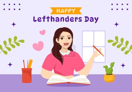 Illustration for Happy Left Handers Day Social Media Background Flat Cartoon Hand Drawn Templates Illustration - Royalty Free Image