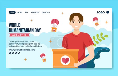 Illustration for World Humanitarian Day Social Media Landing Page Hand Drawn Templates Background Illustration - Royalty Free Image