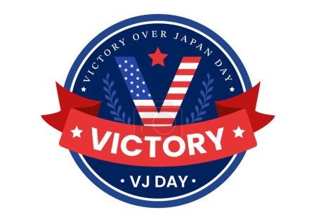 Illustration for VJ Victory Over Japan Day Celebrate Vector Illustration with United State Flag Background in Flat Cartoon Hand Drawn for Landing Page Templates - Royalty Free Image