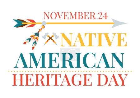 Illustration for Native American Heritage Month Day Vector Illustration with Celebrate America Indian Culture Annual in United States to Contributions Background - Royalty Free Image