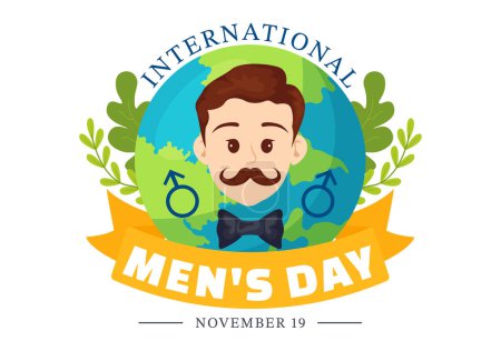 Illustration for International Men's Day Vector Illustration on November 19 with Men Equipment for Positive Value Their Families in Flat Cartoon Background Design - Royalty Free Image