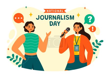 Ilustración de Día Nacional del Periodismo Ilustración vectorial al reconocimiento y aprecio por los esfuerzos incansables de los periodistas con diseño de equipos de revistas - Imagen libre de derechos