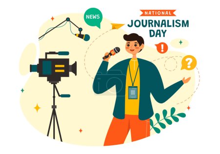 Ilustración de Día Nacional del Periodismo Ilustración vectorial al reconocimiento y aprecio por los esfuerzos incansables de los periodistas con diseño de equipos de revistas - Imagen libre de derechos