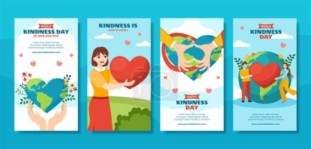 Illustration for World Kindness Day Social Media Stories Flat Cartoon Hand Drawn Templates Background Illustration - Royalty Free Image