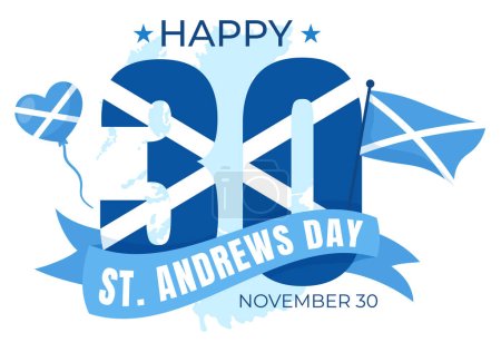 Ilustración de Feliz día de San Andrés Vector Ilustración el 30 de noviembre con bandera de Escocia en la celebración nacional de vacaciones Flat Cartoon Blue Background Design - Imagen libre de derechos