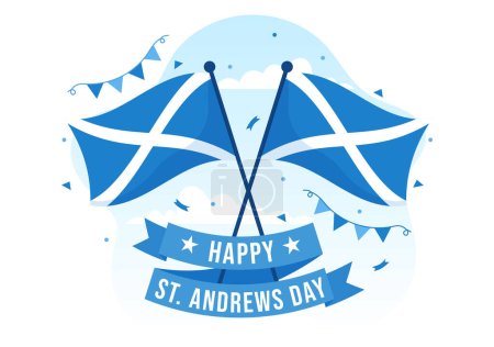 Photo for Happy St Andrew Day Vector Illustration on 30 November with Scotland Flag in National Holiday Celebration Flat Cartoon Blue Background Design - Royalty Free Image