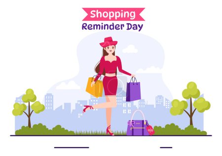 Illustration for Shopping Reminder Day Vector Illustration on 26 November with Bag and Goods for Poster or Promotion in Flat Cartoon Background Design Templates - Royalty Free Image