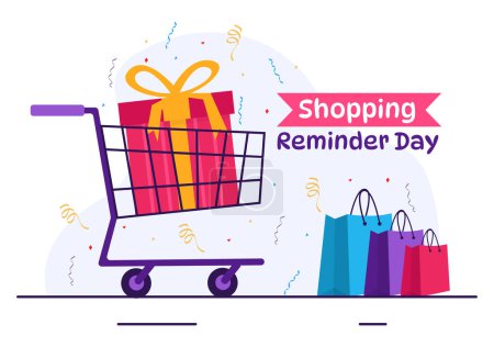 Illustration for Shopping Reminder Day Vector Illustration on 26 November with Bag and Goods for Poster or Promotion in Flat Cartoon Background Design Templates - Royalty Free Image