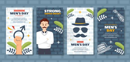 Illustration for Men's Day Social Media Stories Flat Cartoon Hand Drawn Templates Background Illustration - Royalty Free Image