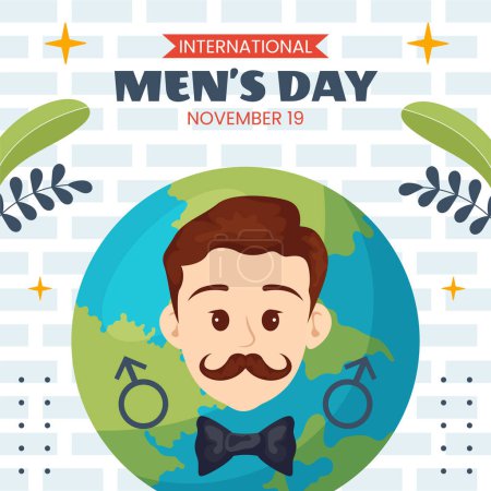 Illustration for Men's Day Social Media Illustration Flat Cartoon Hand Drawn Templates Background - Royalty Free Image