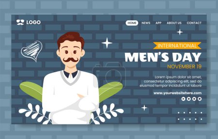 Illustration for Men's Day Social Media Landing Page Cartoon Hand Drawn Templates Background Illustration - Royalty Free Image