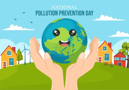 Illustration for National Pollution Prevention Day Vector Illustration on 2 December for Awareness Campaign Factory, Forest or Vehicle Problems in Cartoon Background - Royalty Free Image