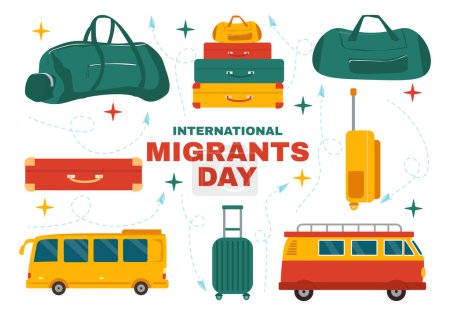 Illustration for International Migrants Day Vector Illustration on 18 December with Immigration People and Refugee for the Protection of Human Rights in Background - Royalty Free Image