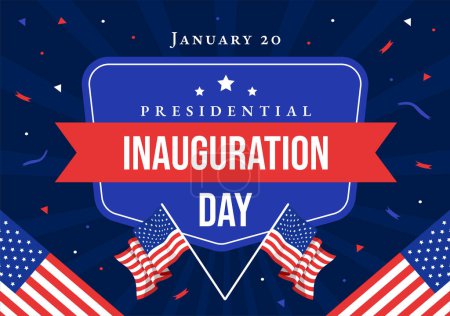 USA Presidential Inauguration Day Vector Illustration 20. Januar mit Kapitol Washington D.C. und amerikanischer Flagge im Hintergrunddesign
