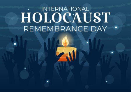 Illustration for International Holocaust Remembrance Day Vector Illustration on 27 January with Yellow Star and Candle to Commemorates the Victims in Flat Background - Royalty Free Image