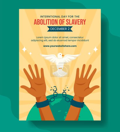 Téléchargez les illustrations : Abolition de l'esclavage Affiche verticale Modèles de dessin animé plat dessinés à la main Illustration de fond - en licence libre de droit