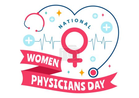 Illustration for National Women Physicians Day Vector Illustration on February 3 to Honor Female Doctors Across the Country in Flat Cartoon Background Design - Royalty Free Image