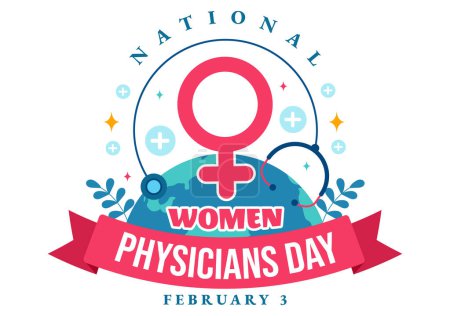 Illustration for National Women Physicians Day Vector Illustration on February 3 to Honor Female Doctors Across the Country in Flat Cartoon Background Design - Royalty Free Image