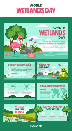 Illustration for Wetlands Day Infographic Flat Cartoon Hand Drawn Templates Background Illustration - Royalty Free Image