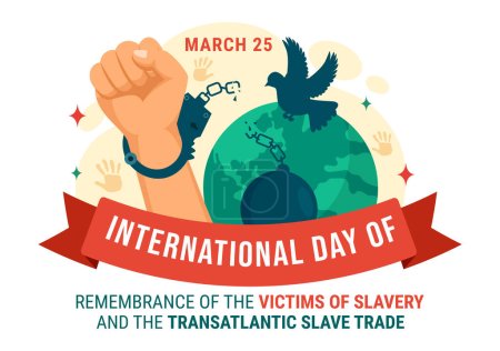 Ilustración de Día Internacional del Recuerdo de las Víctimas de la Esclavitud y el Diseño Transatlántico de Vectores de Esclavitud Ilustración para Contra la Trata de Personas - Imagen libre de derechos