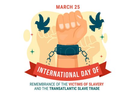 Téléchargez les illustrations : Journée internationale de commémoration des victimes de l'esclavage et du design vectoriel des esclaves transatlantiques Illustration de la lutte contre la traite des personnes - en licence libre de droit