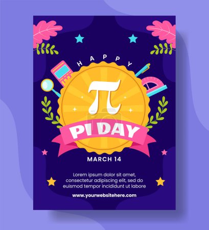 Illustration for Pi Day Vertical Poster Flat Cartoon Hand Drawn Templates Background Illustration - Royalty Free Image