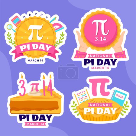 Illustration for Pi Day Label Flat Cartoon Hand Drawn Templates Background Illustration - Royalty Free Image