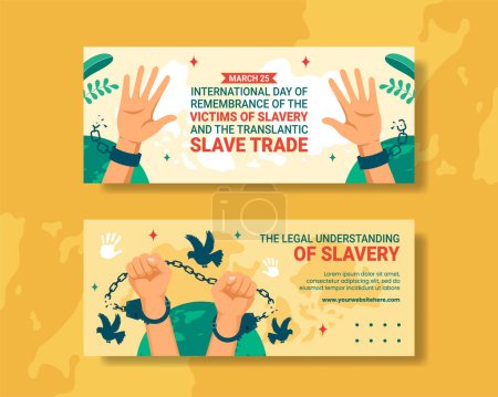 Téléchargez les illustrations : Souvenir des victimes de l'esclavage et de la Journée transatlantique de la traite des esclaves Modèles de dessin animé horizontal Illustration de fond - en licence libre de droit