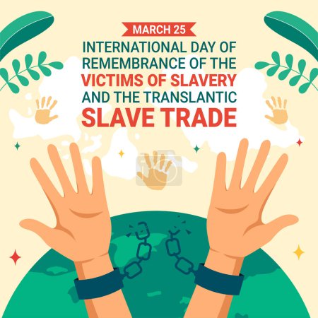 Téléchargez les illustrations : Souvenir des victimes de l'esclavage et de la Journée transatlantique de la traite des esclaves Illustration sur les médias sociaux Modèles de dessin animé plat dessinés à la main Contexte - en licence libre de droit