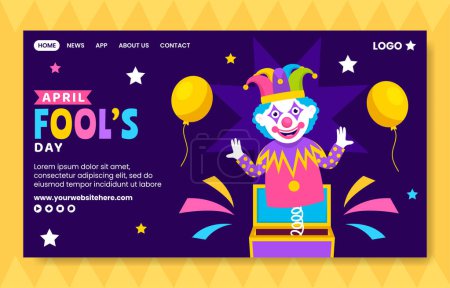 Illustration for April Fools Day Social Media Landing Page Cartoon Hand Drawn Templates Background Illustration - Royalty Free Image