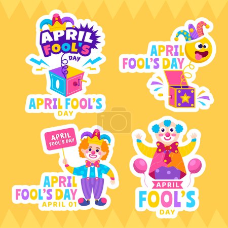 Illustration for April Fools Day Label Flat Cartoon Hand Drawn Templates Background Illustration - Royalty Free Image