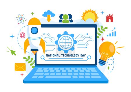 National Technology Day Vector Illustration am 11. Mai mit Creative Digital für Innovation und Entwicklung von Hightech im flachen Cartoon-Hintergrund