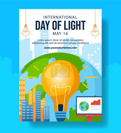 Illustration for Day of Light Vertical Poster Flat Cartoon Hand Drawn Templates Background Illustration - Royalty Free Image