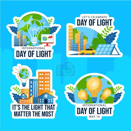 Illustration for Day of Light Label Flat Cartoon Hand Drawn Templates Background Illustration - Royalty Free Image