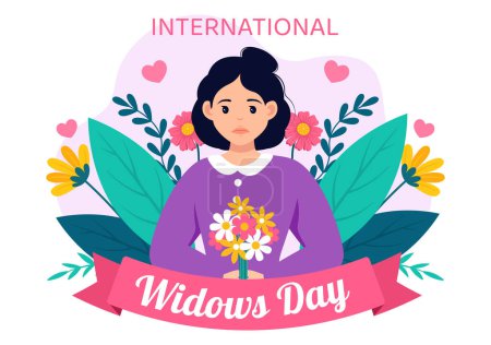 Illustration for International Widows Day Vector Illustration on 23 June with Woman Mourns and Injustice Faced by Widow in Flat Cartoon Background Design - Royalty Free Image