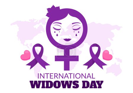 Illustration for International Widows Day Vector Illustration on 23 June with Woman Mourns and Injustice Faced by Widow in Flat Cartoon Background Design - Royalty Free Image