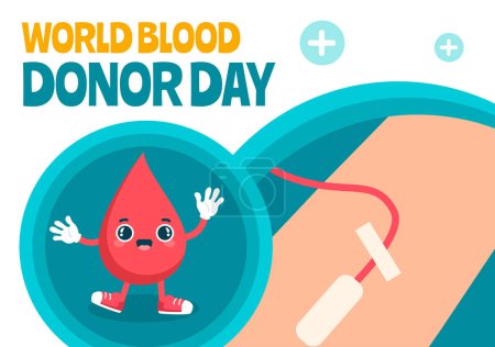 Blood Donor Day Social Media Background Flat Cartoon Hand Drawn Templates Illustration