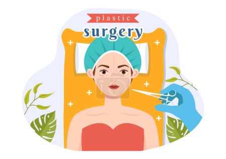 Illustration for Plastic Surgery Vector Illustration of Medical Surgical Operation on the Body or Face as Expected using Advanced Equipment in Cartoon Background - Royalty Free Image