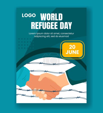 Refugee Day Vertical Poster Flat Cartoon Hand Drawn Templates Background Illustration