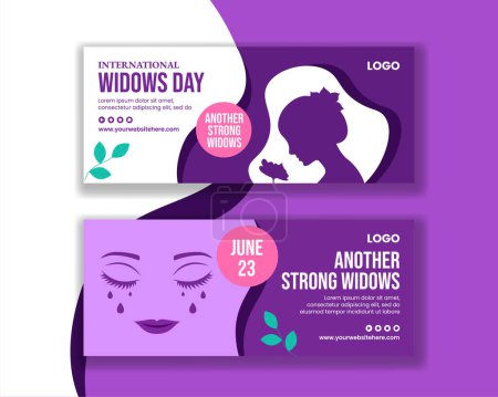 Illustration for Widows Day Horizontal Banner Flat Cartoon Hand Drawn Templates Background Illustration - Royalty Free Image