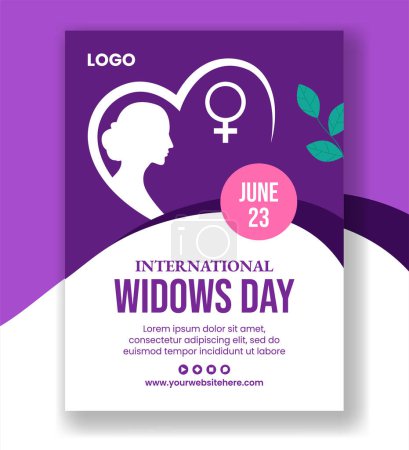 Journée des veuves Affiche verticale Dessin animé plat Modèles dessinés à la main Illustration de fond