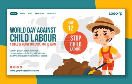 Against Child Labour Social Media Landing Page Cartoon Hand Drawn Templates Background Illustration