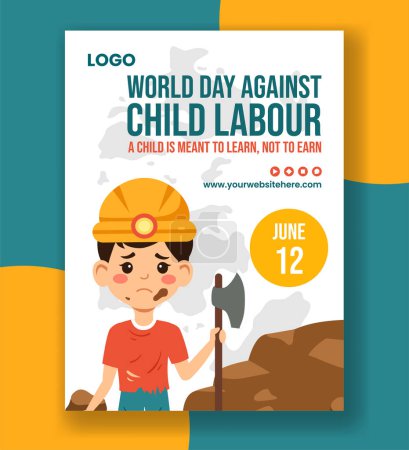 Against Child Labour Vertical Poster Flat Cartoon Hand Drawn Templates Background Illustration