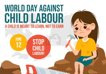 Against Child Labour Social Media Background Flat Cartoon Hand Drawn Templates Illustration