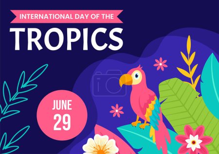 Tropics Day Social Media Background Flat Cartoon Hand Drawn Templates Illustration